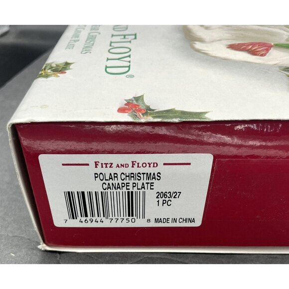 Fitz and Floyd Polar Bear Christmas Cookie Canape Plate 2063/27 With Box - Picture 2 of 7